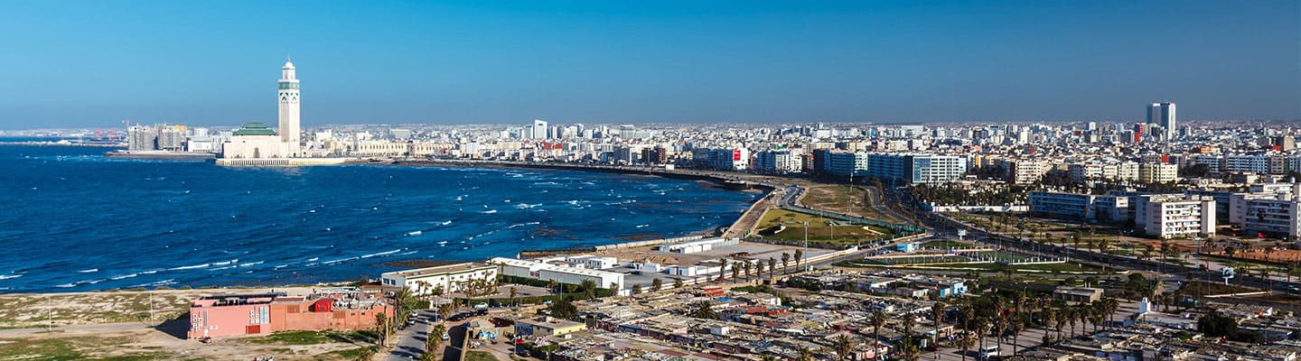 An aerial view of Casablanca, Morocco.
