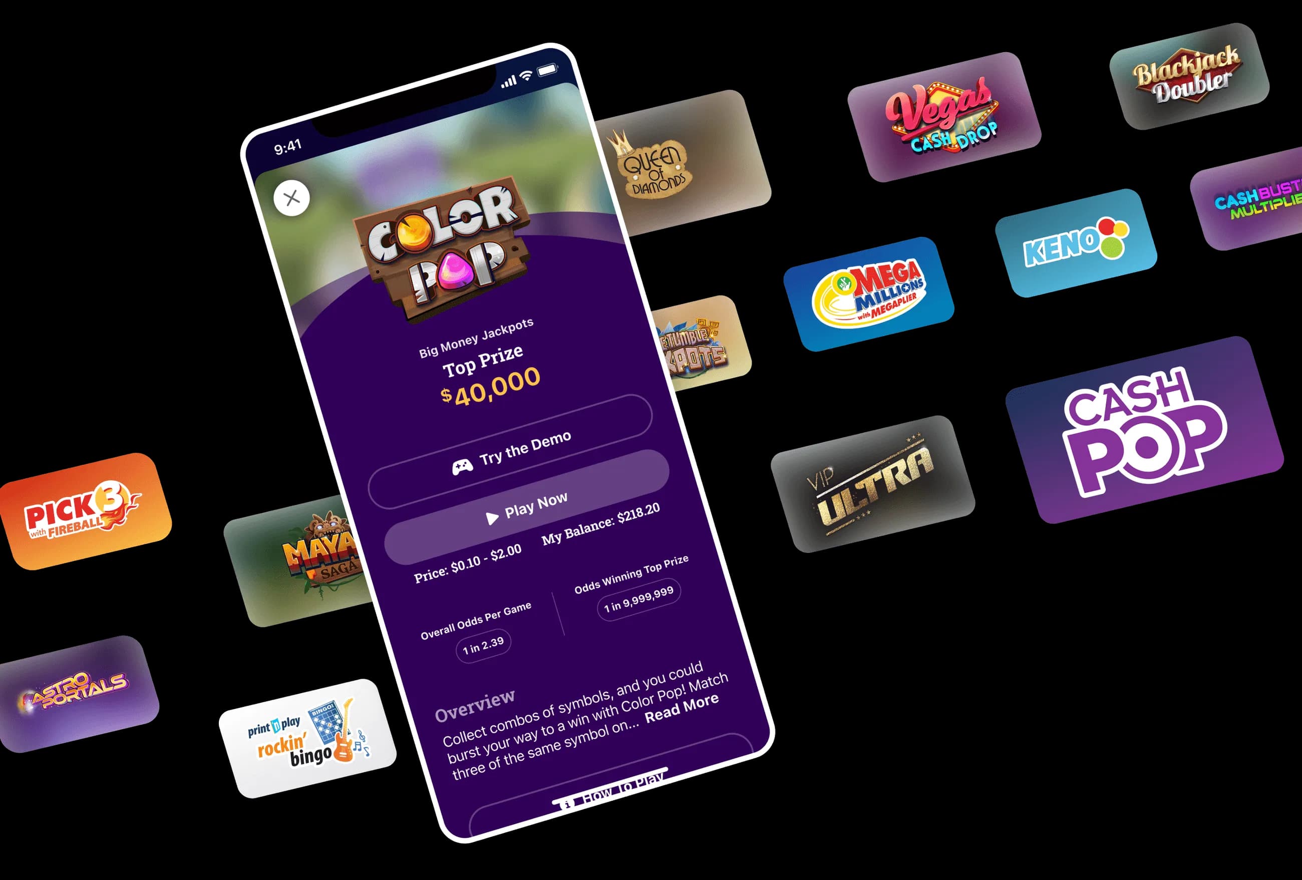 VA Lottery game phone screen