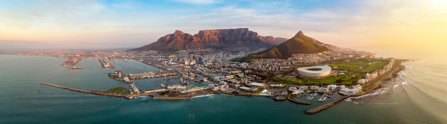 An aerial view of Cape Town, South Africa.
