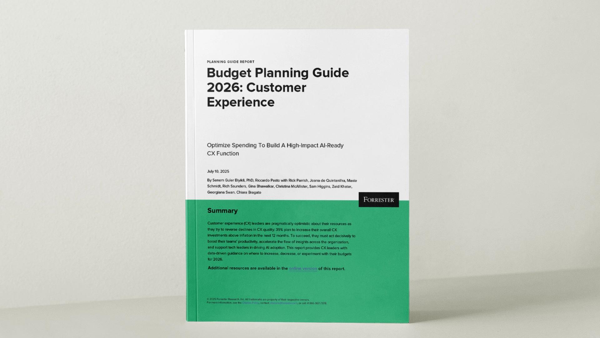 Forrester Budget Planning Guide 2026: Customer Experience - Hero