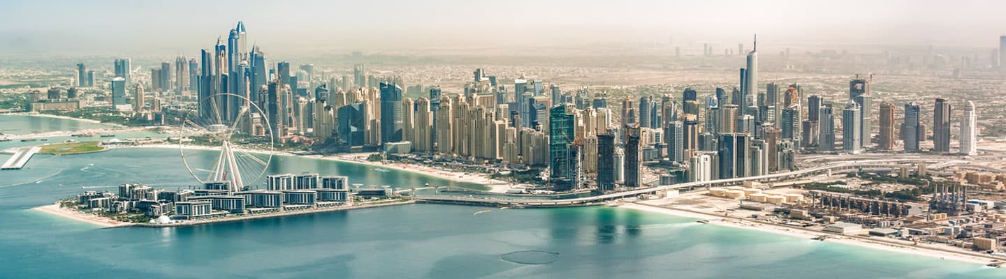 Photo of Dubai skyline.