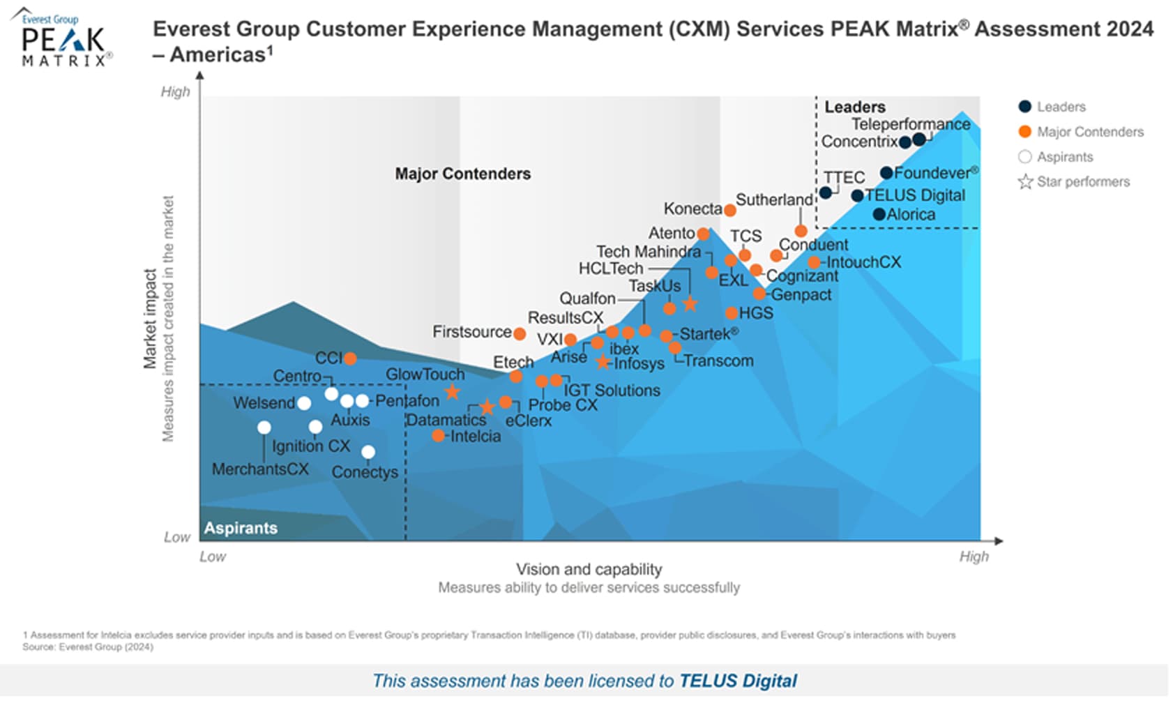 Everest Group CXM Peak Matrix 2024 Americas - Graph