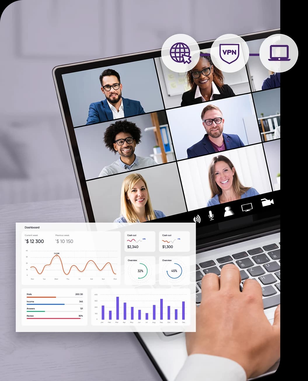 A person on a video call at work